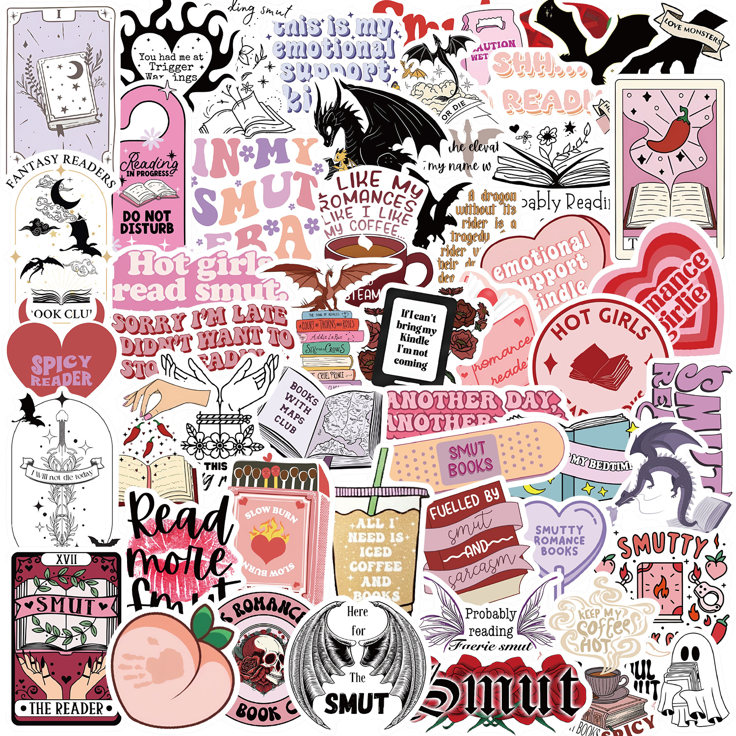 Bookish Smutty Vinyl stickers Waterproof Laptop Water Bottles Blind Box Free Gift