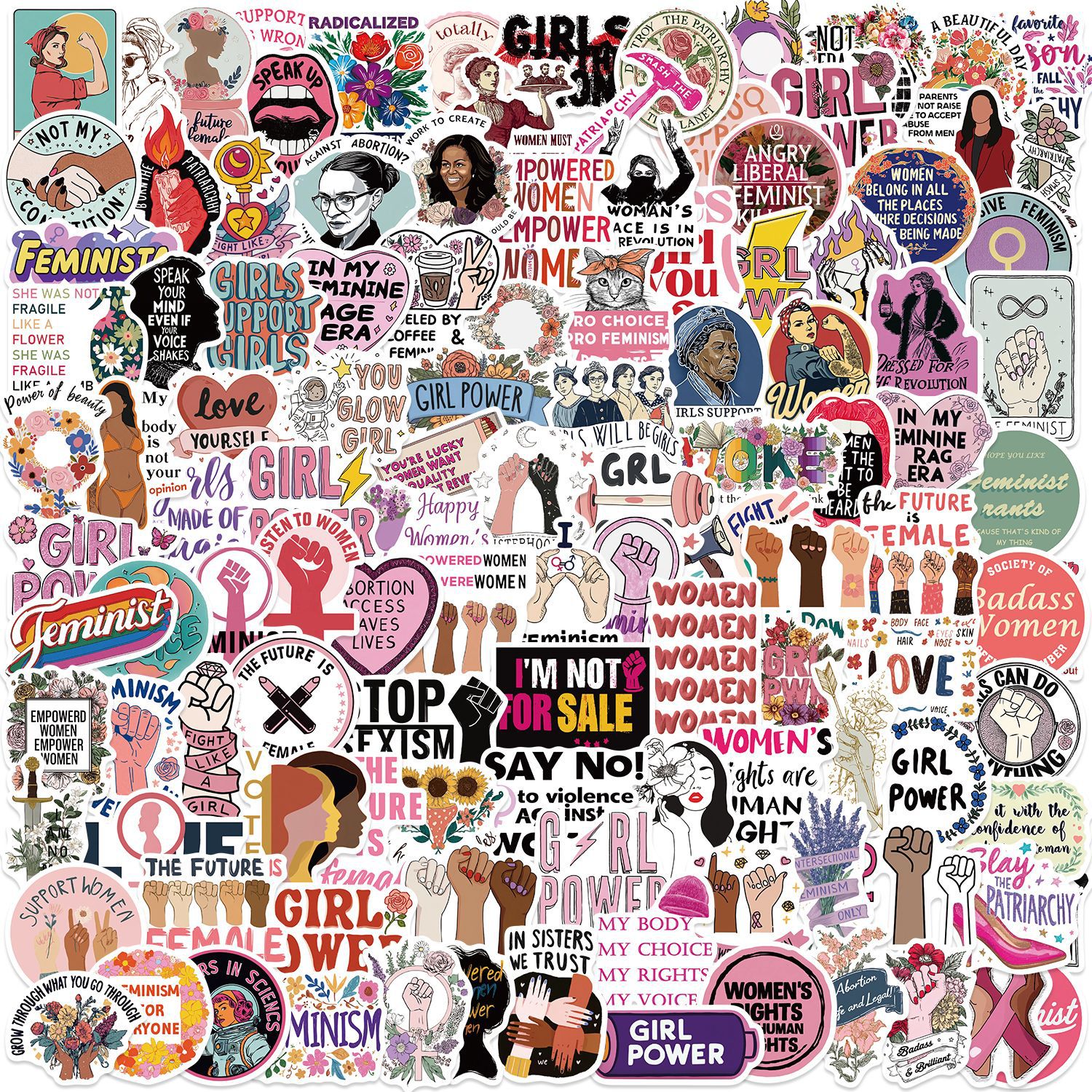 Feminist Girl Power Vinyl stickers Waterproof Laptop Water Bottles Blind Box Free Gift