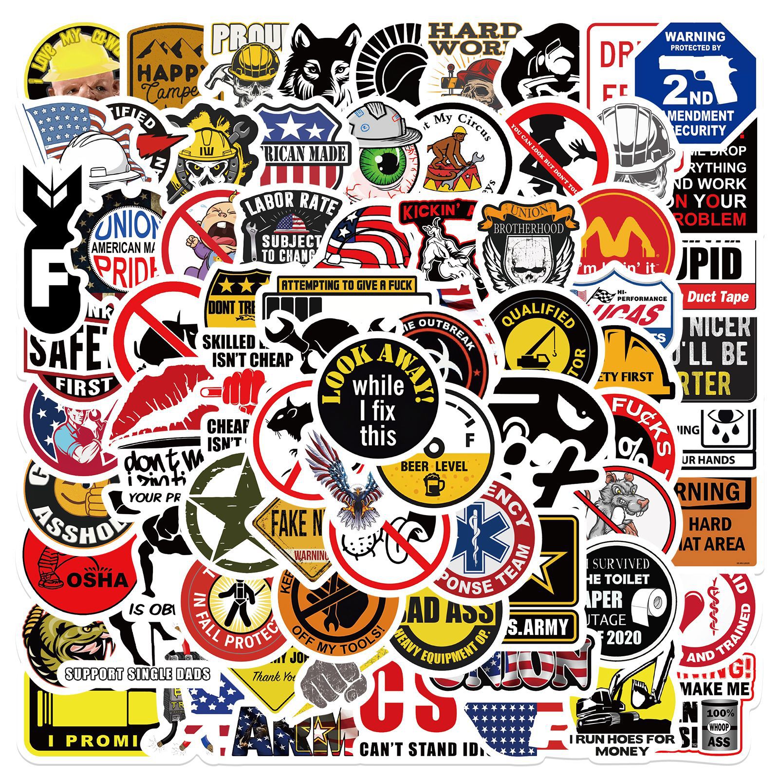 Funny Hard Hat Vinyl stickers Waterproof Laptop Water Bottles Blind Box Free Gift