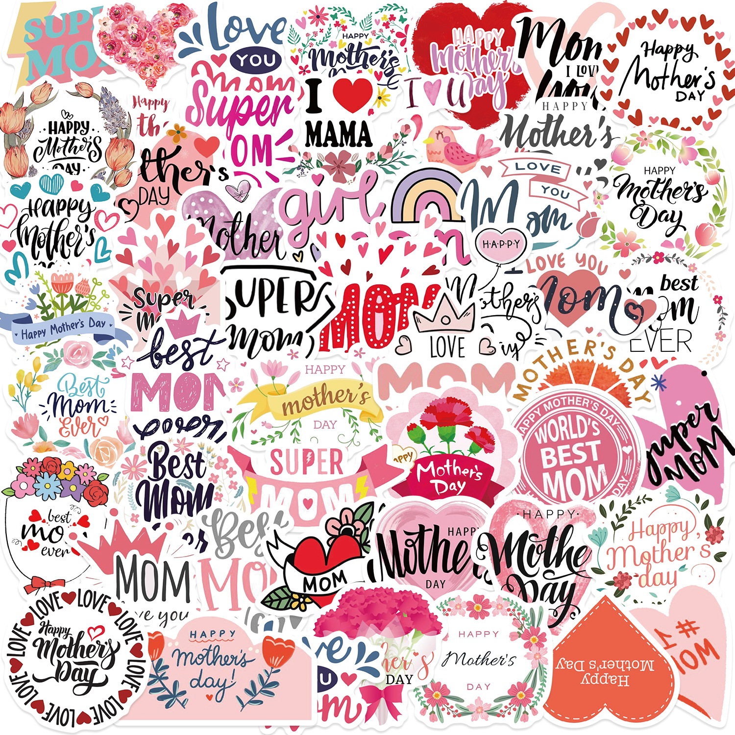 Mothers day Vinyl stickers Waterproof Laptop Water Bottles Blind Box Free Gift