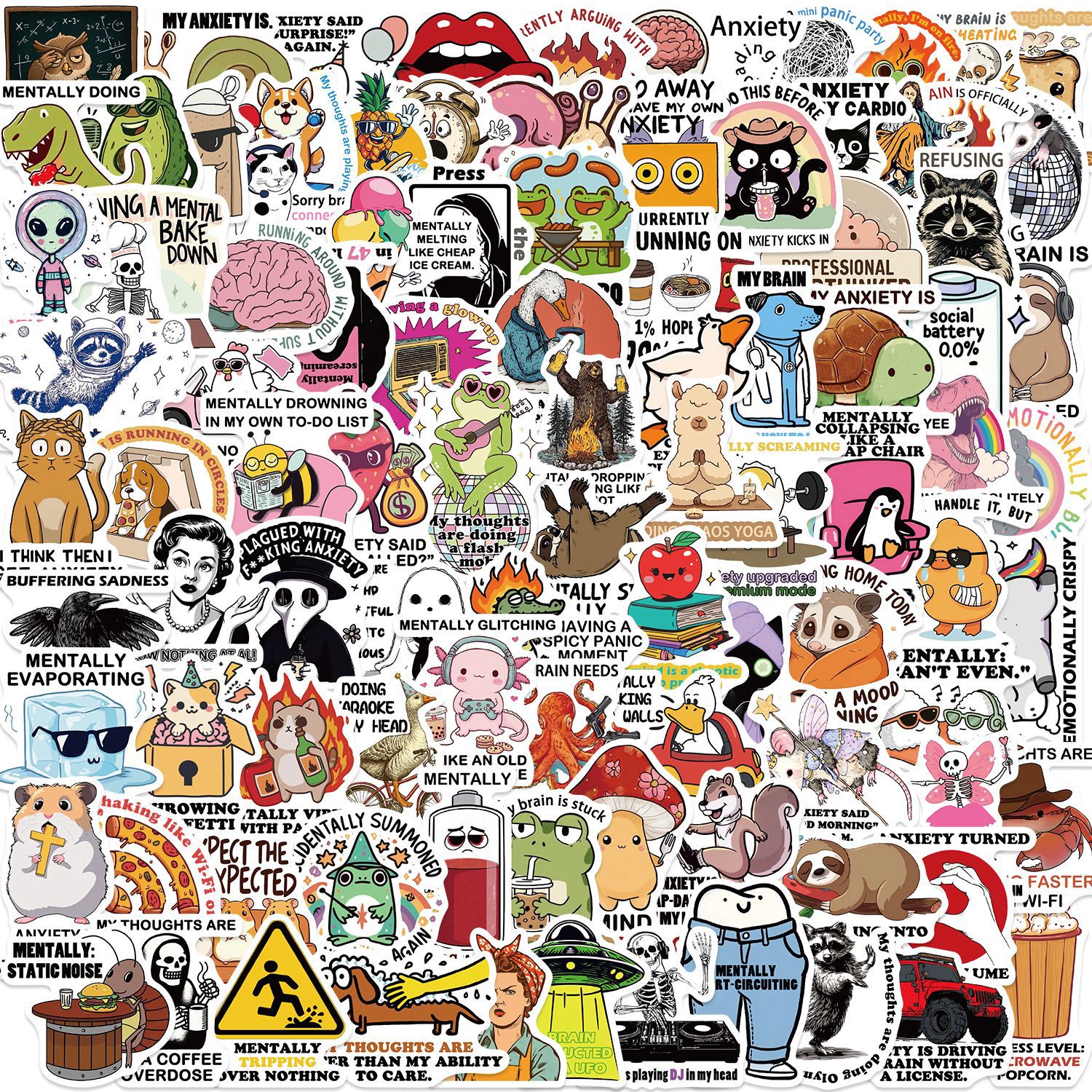 Sarcastic animal funny Vinyl stickers Waterproof Laptop Water Bottles Blind Box Free Gift