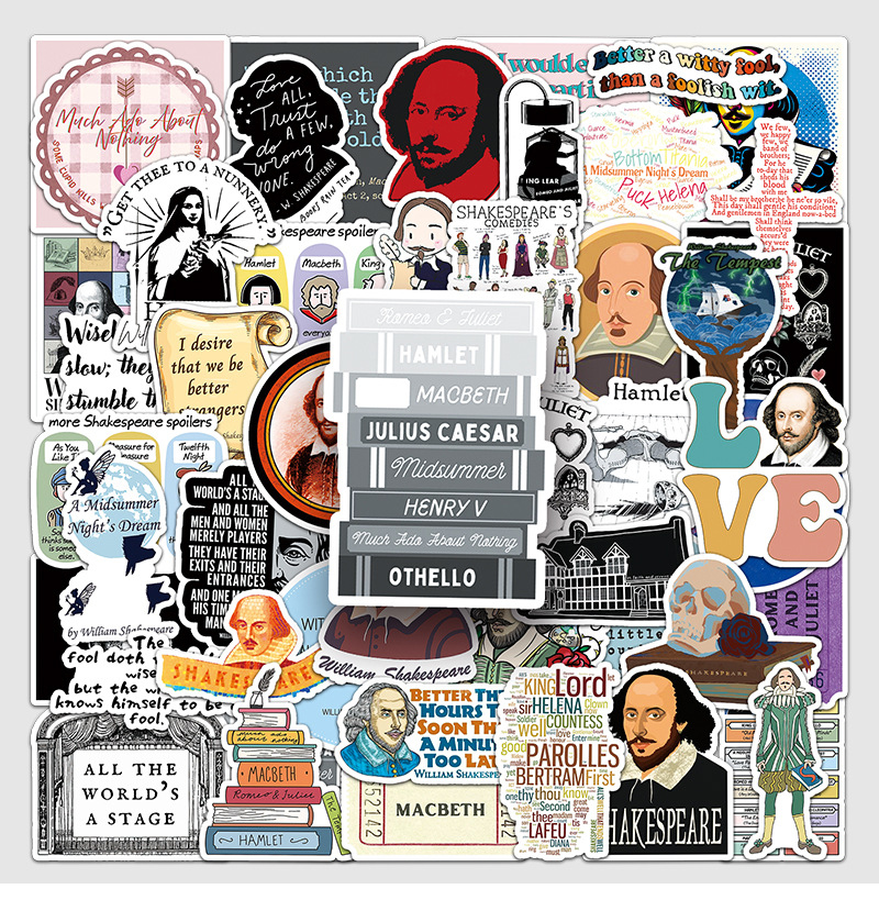 Shakespeare Vinyl stickers Waterproof Laptop Water Bottles Blind Box Free Gift