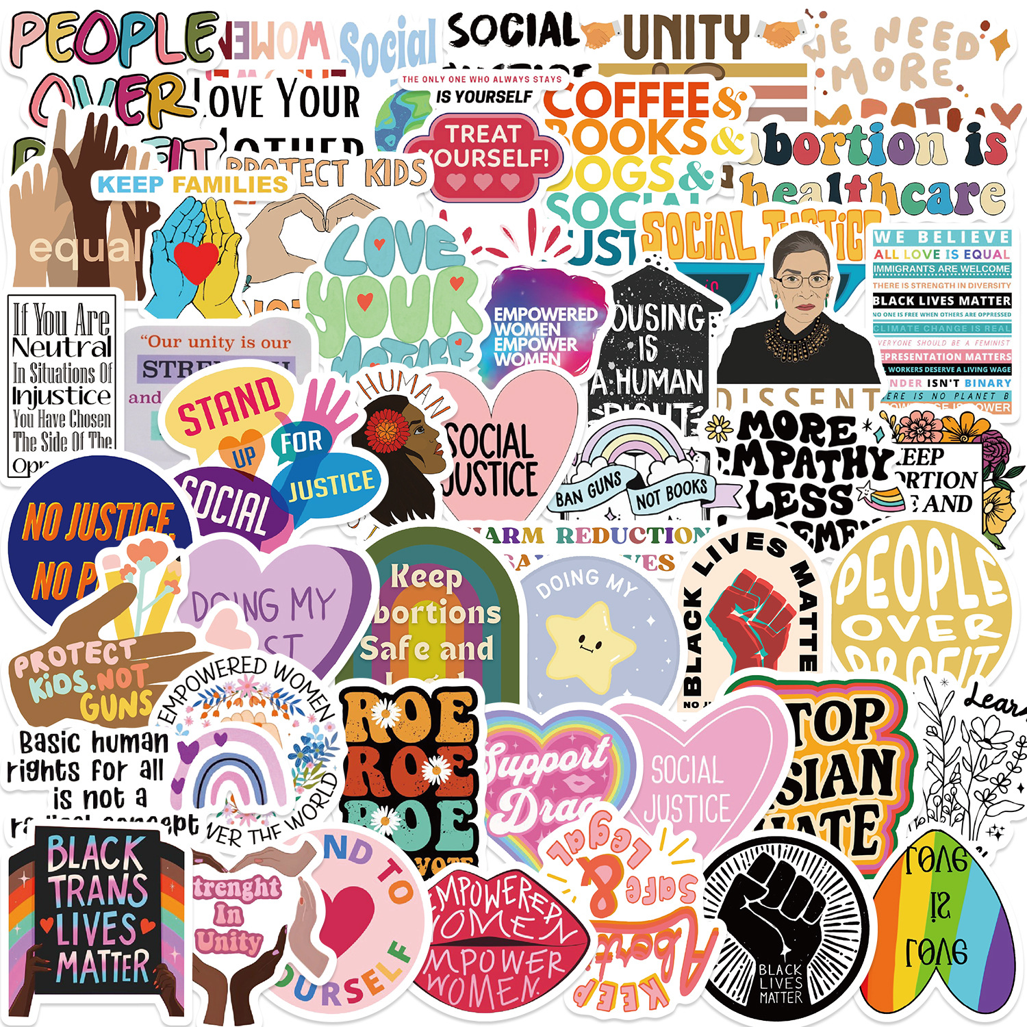 Social Justice Vinyl stickers Waterproof Laptop Water Bottles Blind Box Free Gift
