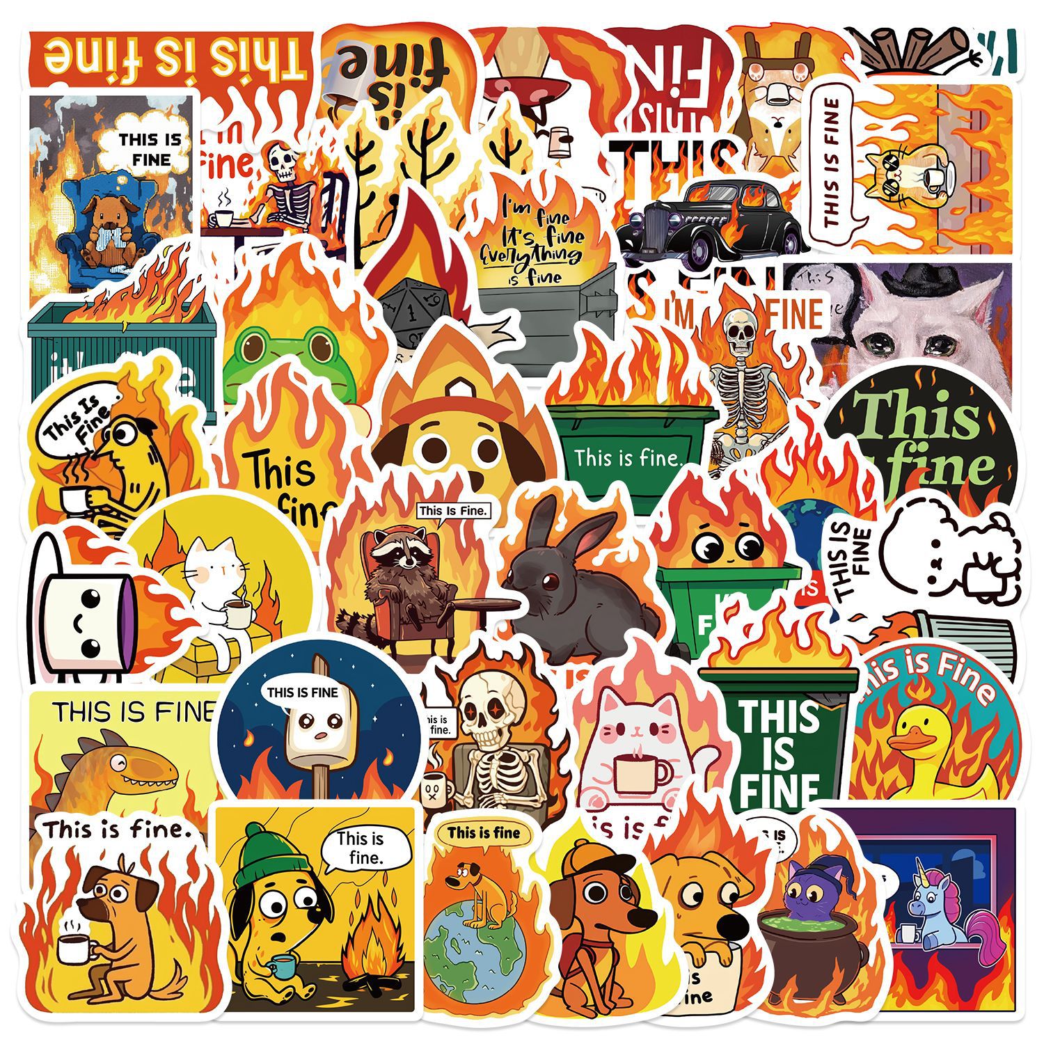 This is Fine Meme Vinyl stickers Waterproof Laptop Water Bottles Blind Box Free Gift