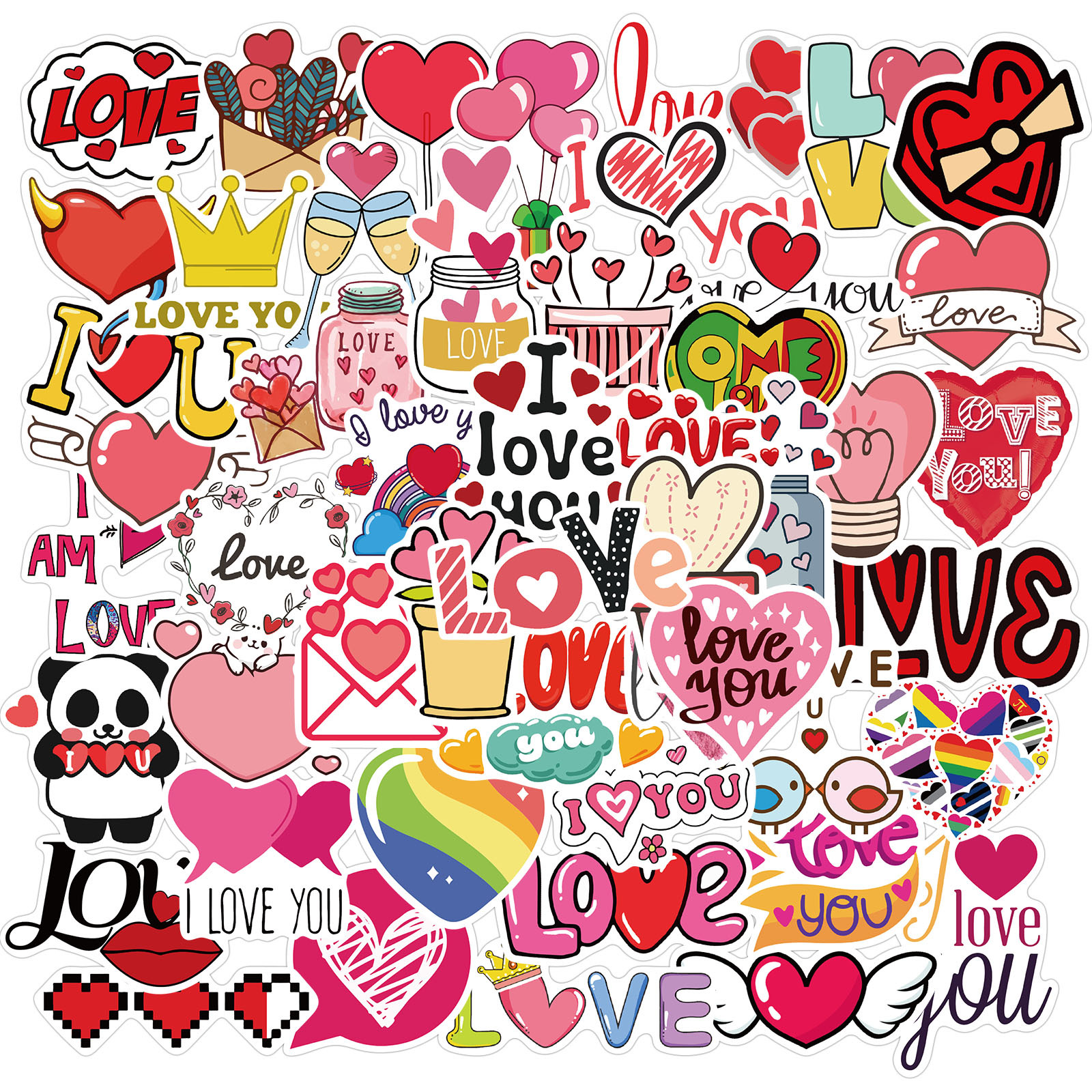 Valentines Day Vinyl stickers Waterproof Laptop Water Bottles Blind Box Free Gift