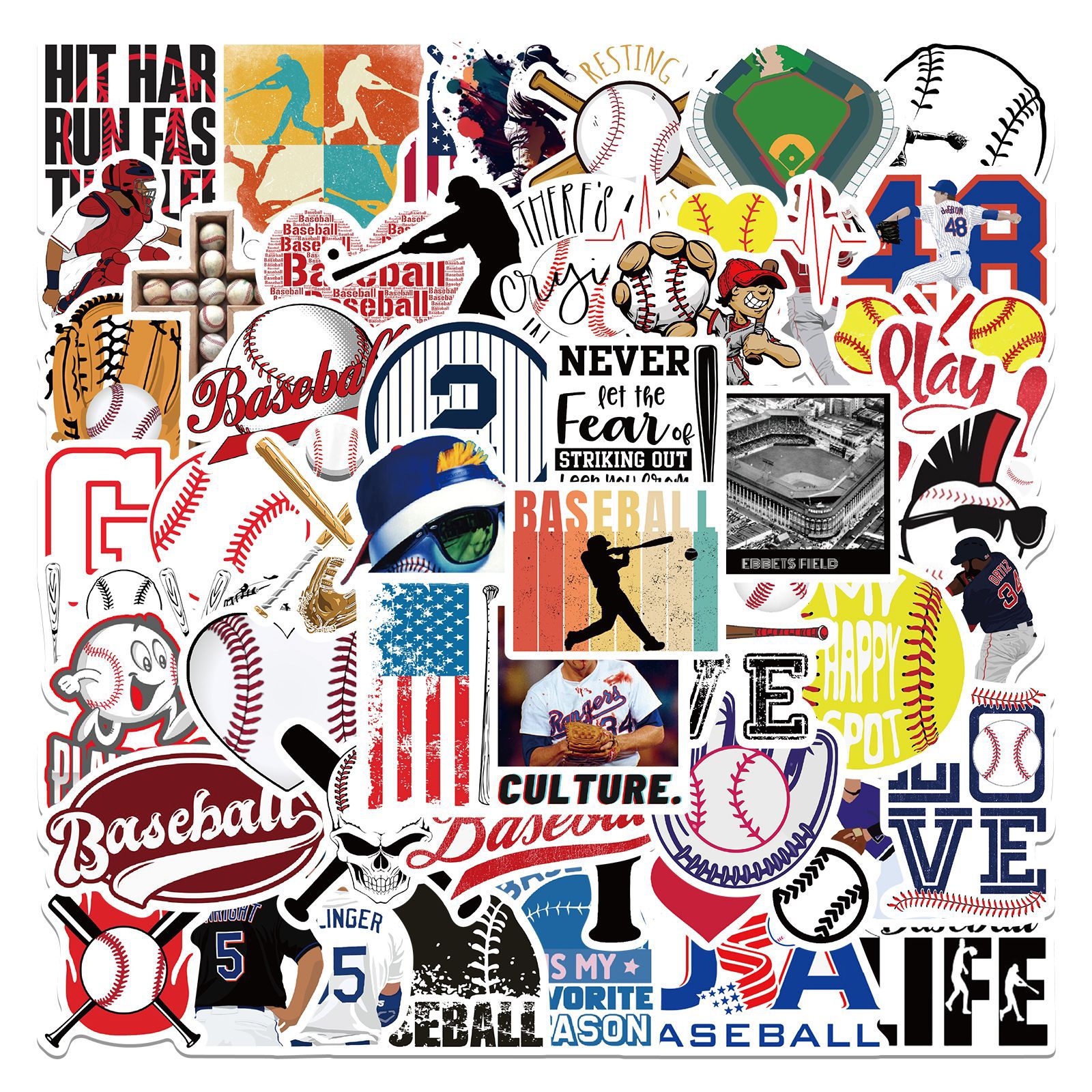 Baseball Vinyl stickers Waterproof Laptop Water Bottles Blind Box Free Gift