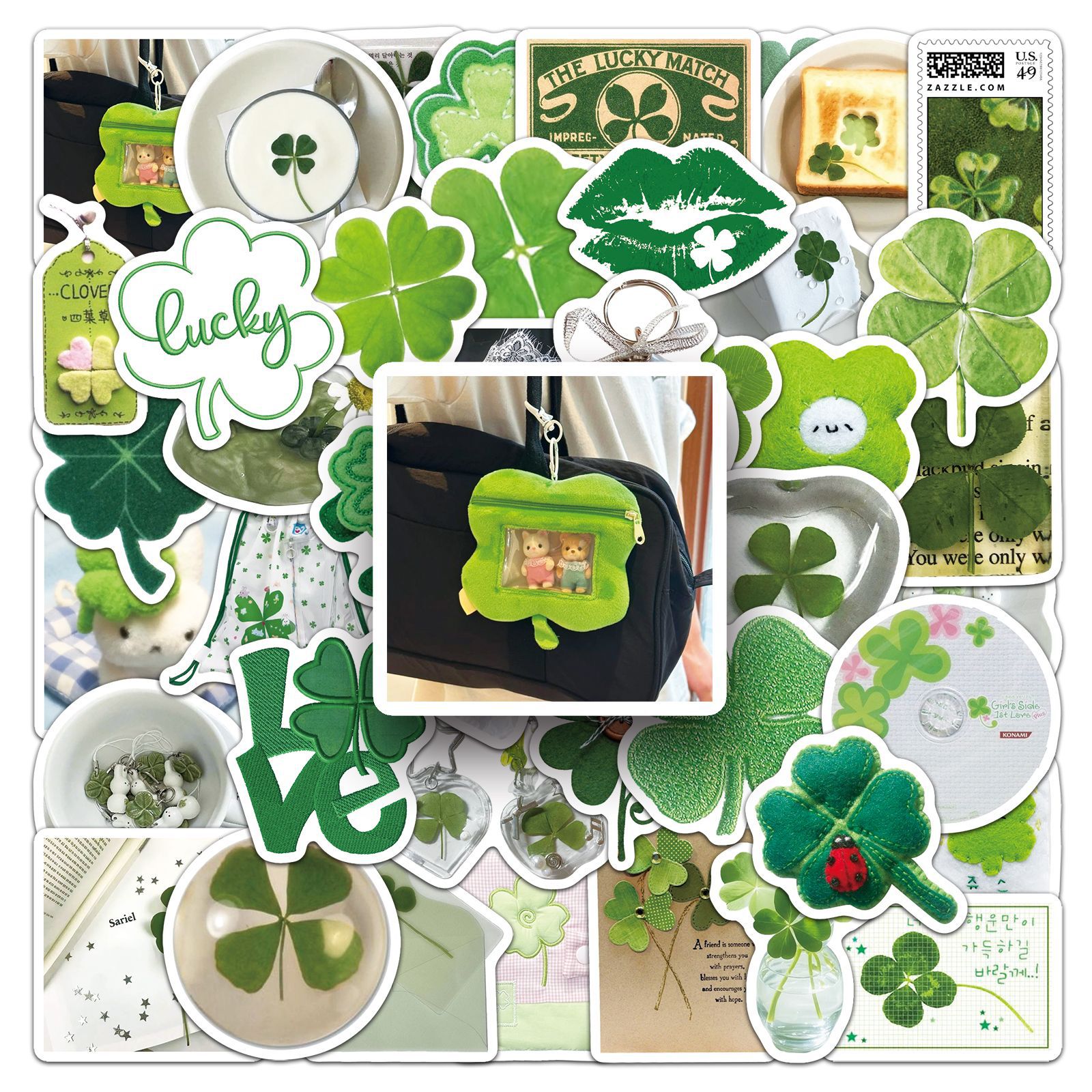 Clover shamrock Vinyl stickers Waterproof Laptop Water Bottles Blind Box Free Gift