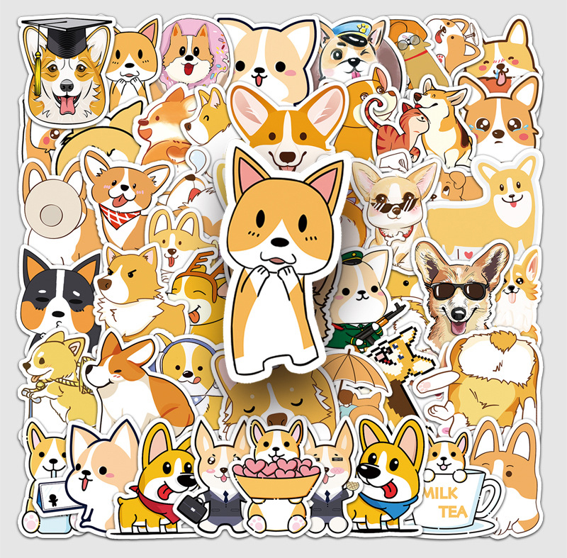 Corgi cartoon Vinyl stickers Waterproof Laptop Water Bottles Blind Box Free Gift