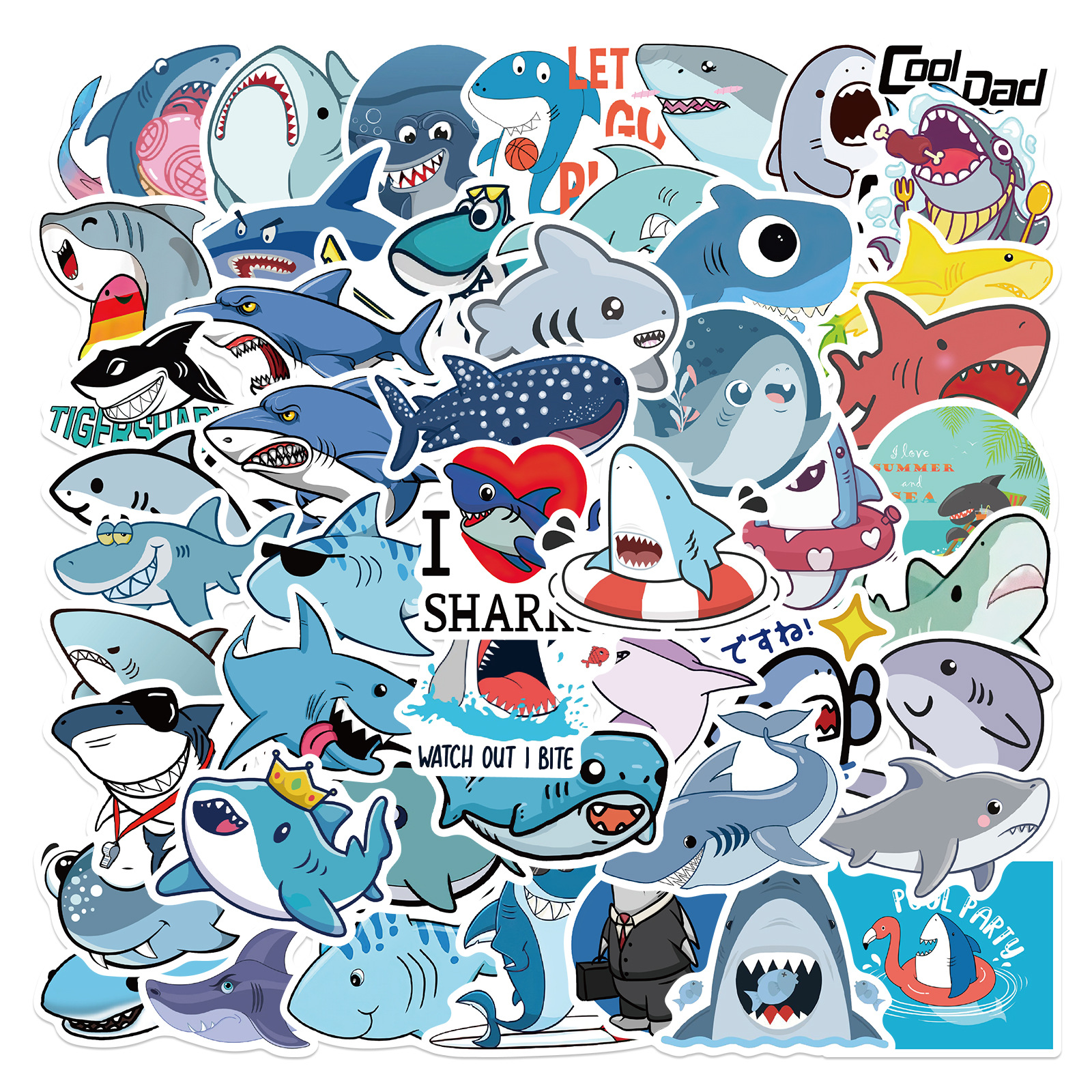Cute shark Vinyl stickers Waterproof Laptop Water Bottles Blind Box Free Gift