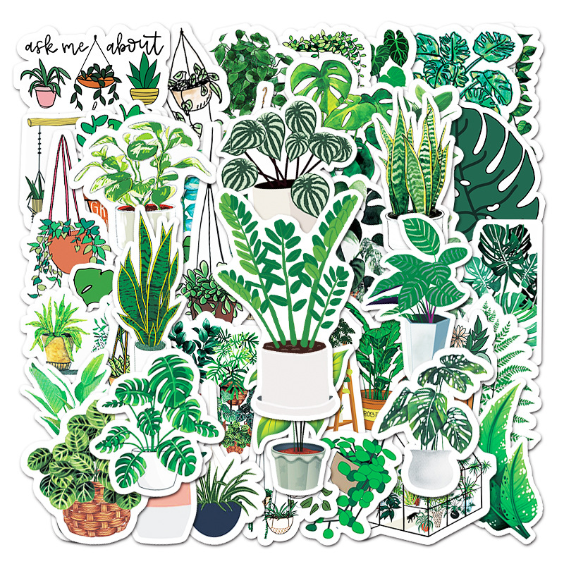 Green plants Vinyl stickers Waterproof Laptop Water Bottles Blind Box Free Gift