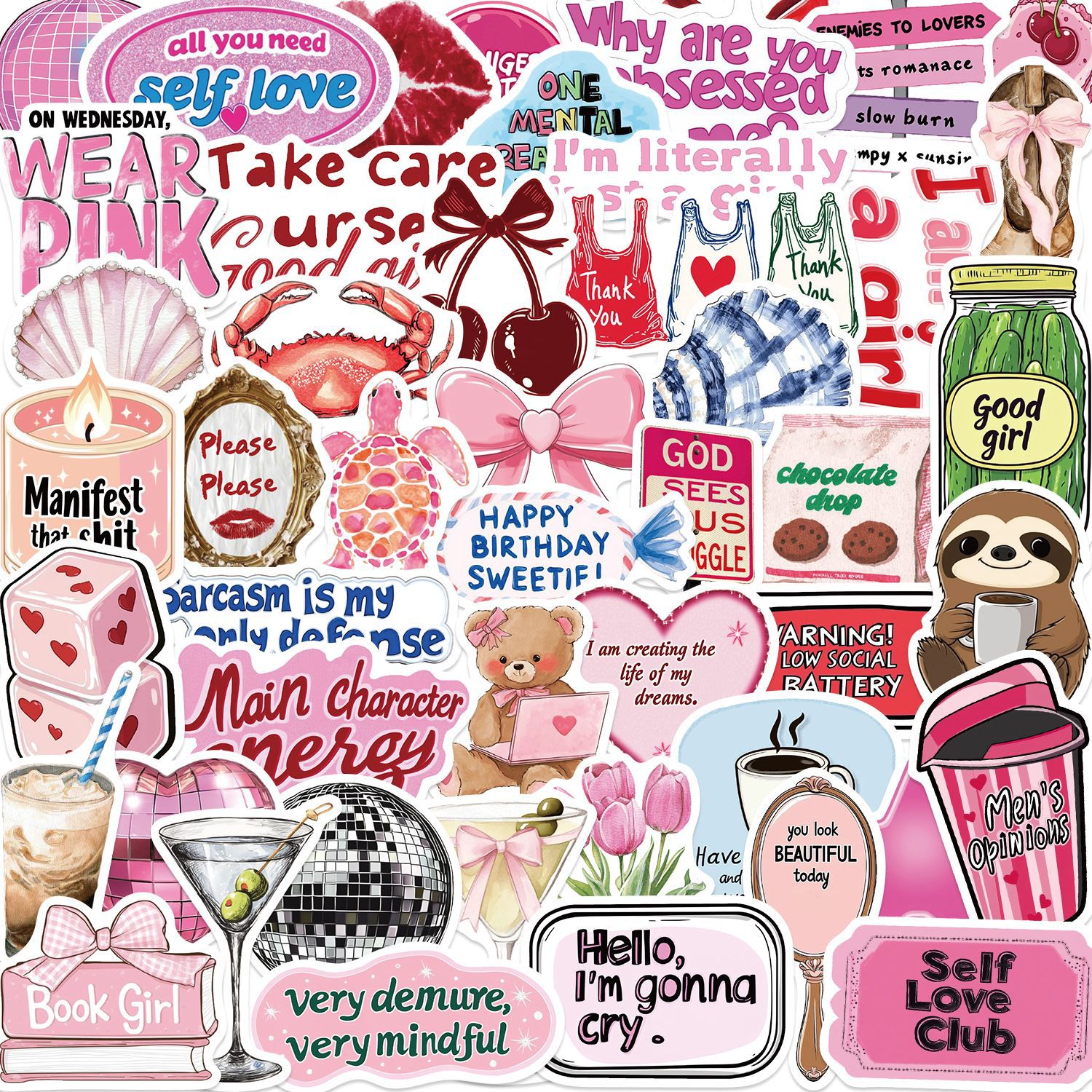 Self Love Vinyl stickers Waterproof Laptop Water Bottles Blind Box Free Gift